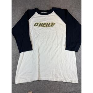 Vintage 90s O'neill Raglan 3/4 Sleeve Shirt Mens XL White Black Streetwear Tee